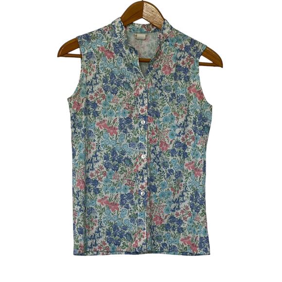 Vintage John Matthew California Cottagecore Ditzy Floral Sleeveless Blouse M - Picture 1 of 5